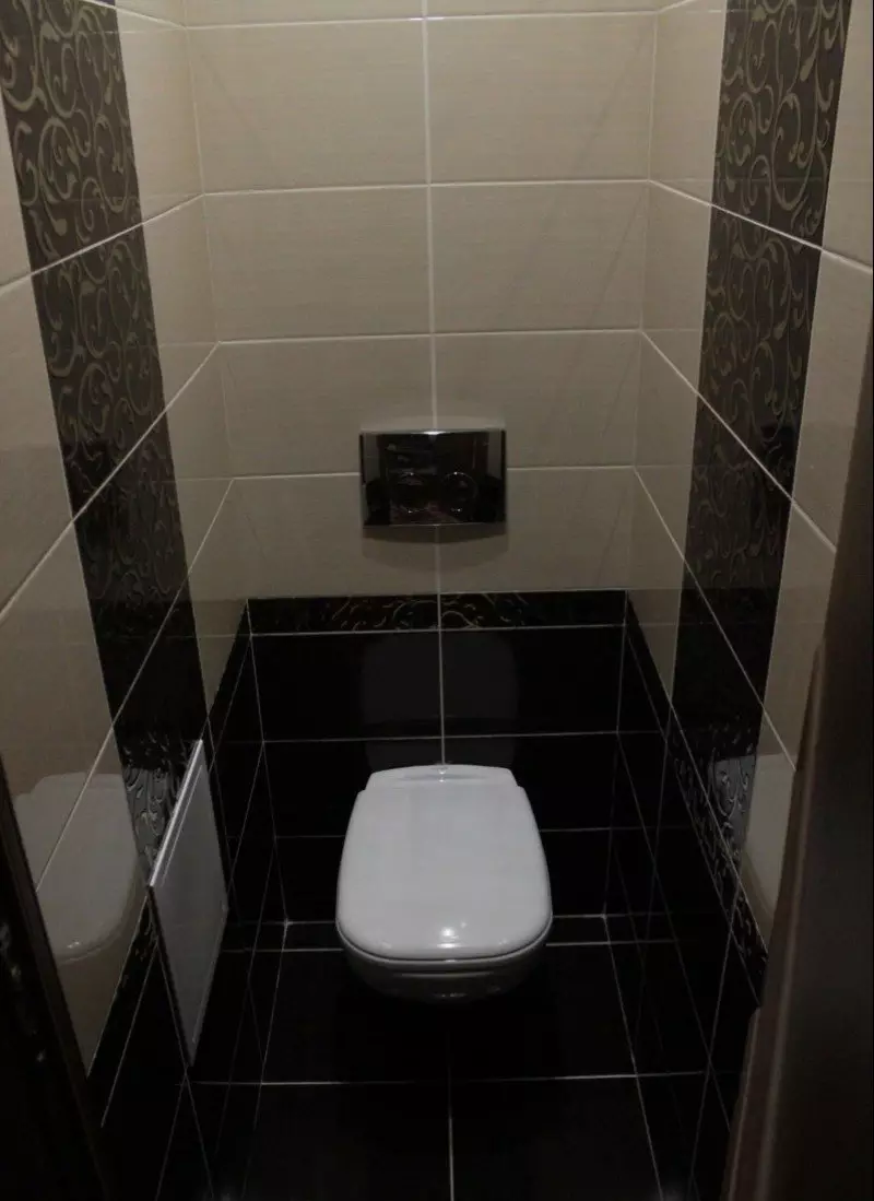 Fliese in der Toilette (67 Fotos): Fliesen im Design der Toilette, ein keramisches und gefliestes Finish mit einem Wandmuster, einem Wandmosaik 10509_7