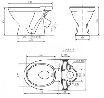 Ifo toaletter: granskning av Frisk och beteckning, Cera och Sign, Special och Hitta modeller. Kompakt, utombordare och andra mönster 10511_11