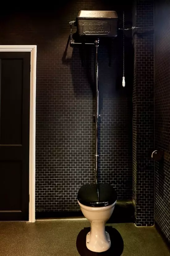 Retro Toilette: Famillen vun der Toilette am Stil vum klassesche Réckzuch. COILETIES-Compact an suspendéiert Toiletten mat héije Top Tanks, aner Modeller 10518_20