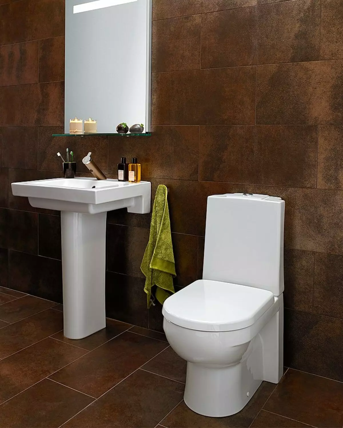 Jenis mangkuk toilet (30 foto): Hidangan persegi dan persegi panjang, jenis visor dan corong berbentuk mangkuk toilet. Fitur mereka 10519_18