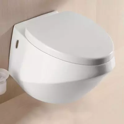 Jenis mangkuk toilet (30 foto): Hidangan persegi dan persegi panjang, jenis visor dan corong berbentuk mangkuk toilet. Fitur mereka 10519_26