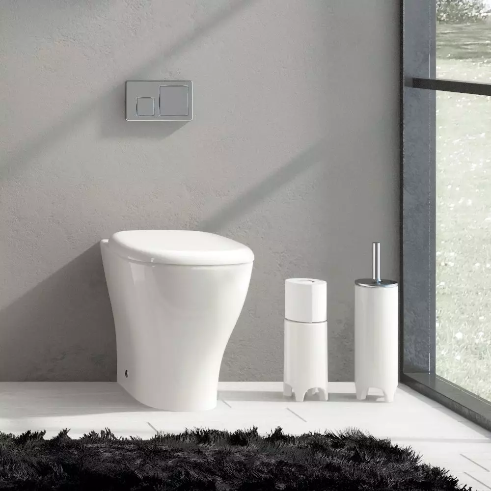 Bowl toilet kanthi ngeculake oblique: ngimpor unitaz-kompak, pojok edisi, jamban kompak kabel lan model liyane sing diluncurake 10523_12