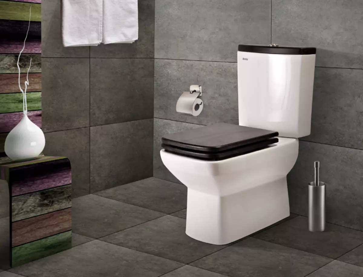 Bowl toilet kanthi ngeculake oblique: ngimpor unitaz-kompak, pojok edisi, jamban kompak kabel lan model liyane sing diluncurake 10523_25
