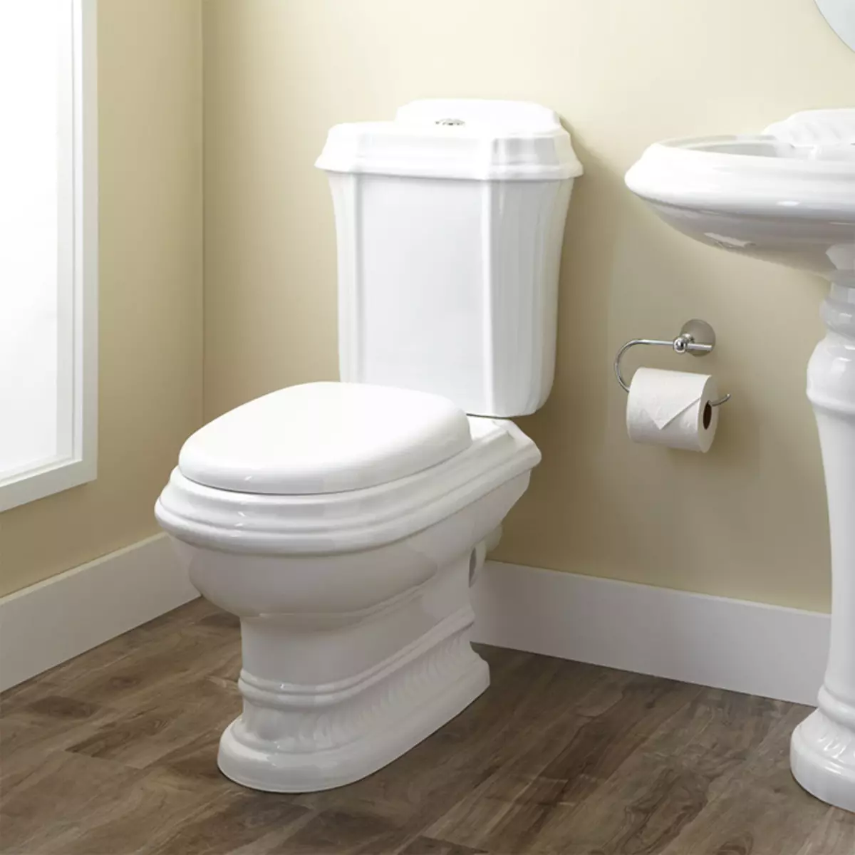 Bowl toilet kanthi ngeculake oblique: ngimpor unitaz-kompak, pojok edisi, jamban kompak kabel lan model liyane sing diluncurake 10523_36