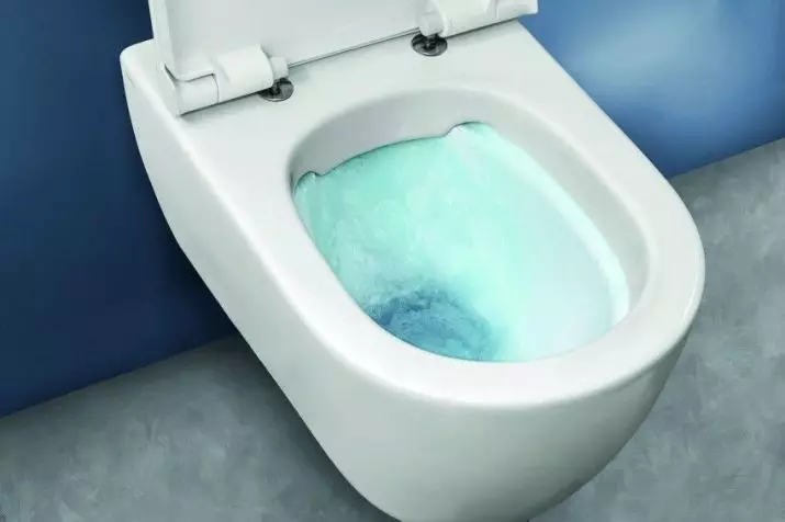 Bowl toilet kanthi ngeculake oblique: ngimpor unitaz-kompak, pojok edisi, jamban kompak kabel lan model liyane sing diluncurake 10523_6