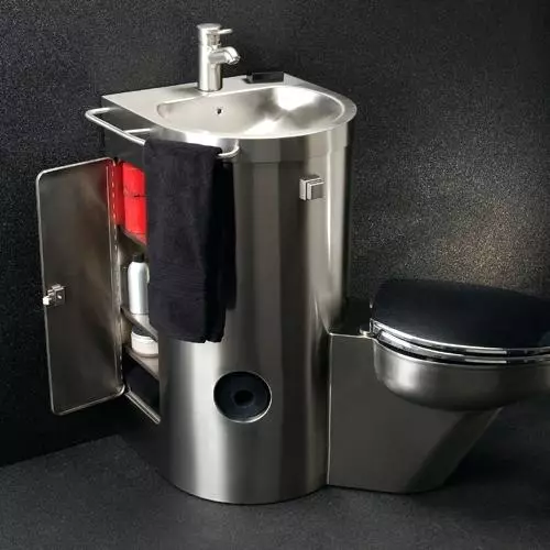 Bowl toilet ing tank: Desain mangkuk jamban gabungan kanthi washbasin. Setel 2 ing 1 kanthi nglelebke lan weteng, model liyane 10526_14