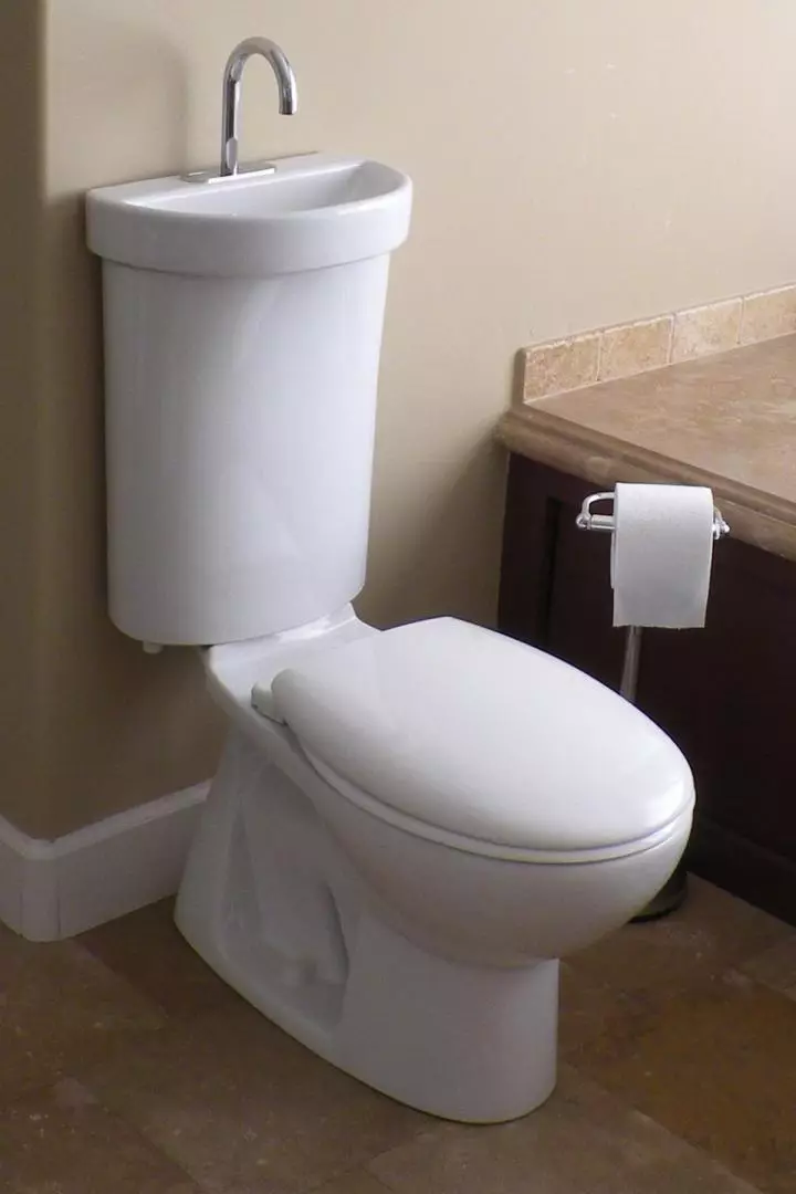 टँक वर शौचालय बाउल: एक सहबासिन सह एकत्रित शौचालय वाडगा. अंगभूत सिंक आणि तुळईच्या इतर मॉडेलसह 1 मध्ये 2 मध्ये सेट करा 10526_16