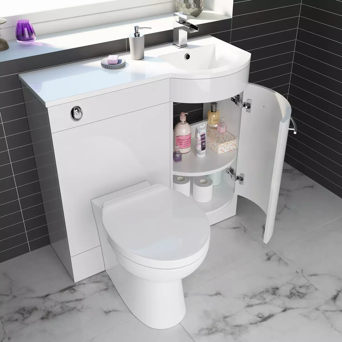 Toiletbakken op een tank: het ontwerp van de gecombineerde toiletkom met een wastafel. Set 2 in 1 met ingebouwde gootsteen en tumb, andere modellen van combo's 10526_25