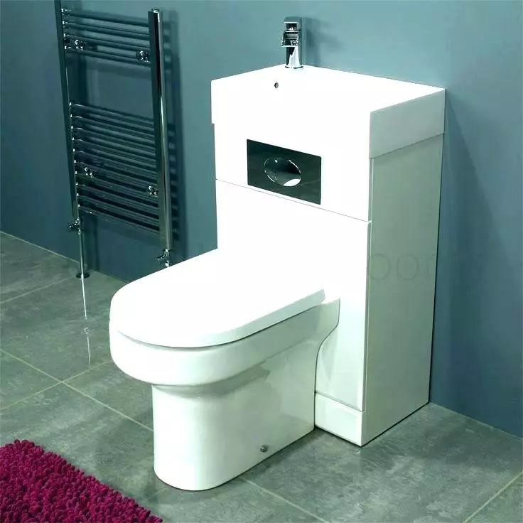 Toiletbakken op een tank: het ontwerp van de gecombineerde toiletkom met een wastafel. Set 2 in 1 met ingebouwde gootsteen en tumb, andere modellen van combo's 10526_43