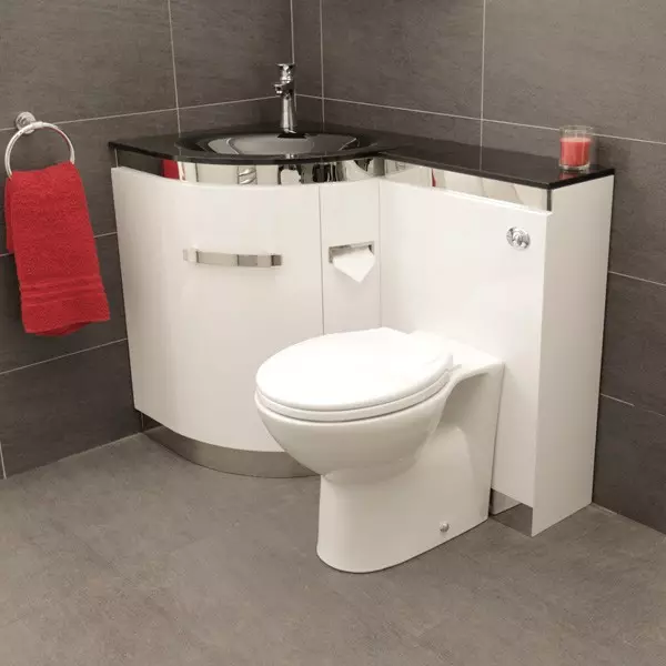 Toiletbakken op een tank: het ontwerp van de gecombineerde toiletkom met een wastafel. Set 2 in 1 met ingebouwde gootsteen en tumb, andere modellen van combo's 10526_44