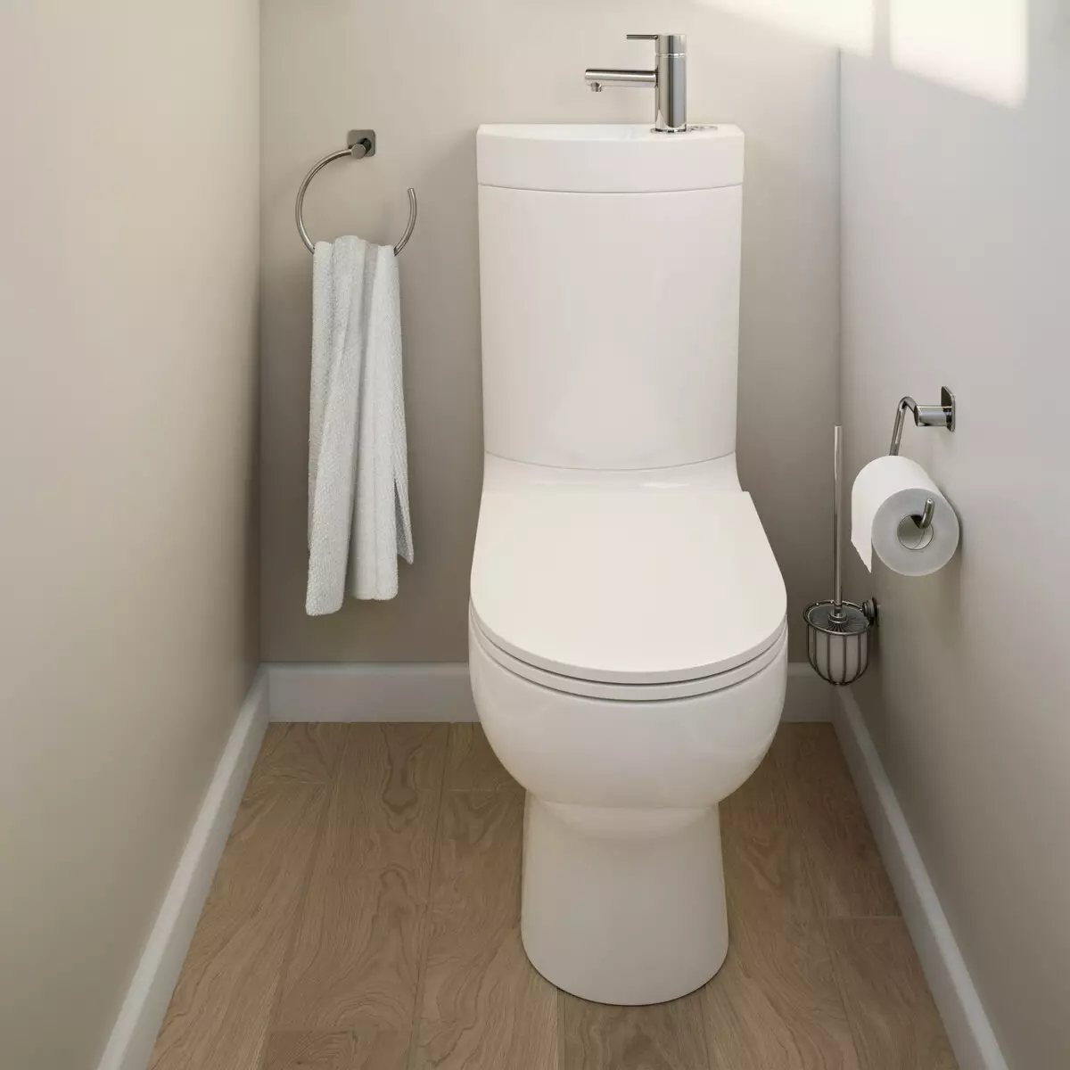 WC-tálak egy tartályon: az egyesített WC-tál designja mosdókagylóval. Set 2 in 1 beépített mosdóval és tumzs, más modellek kombinált 10526_45