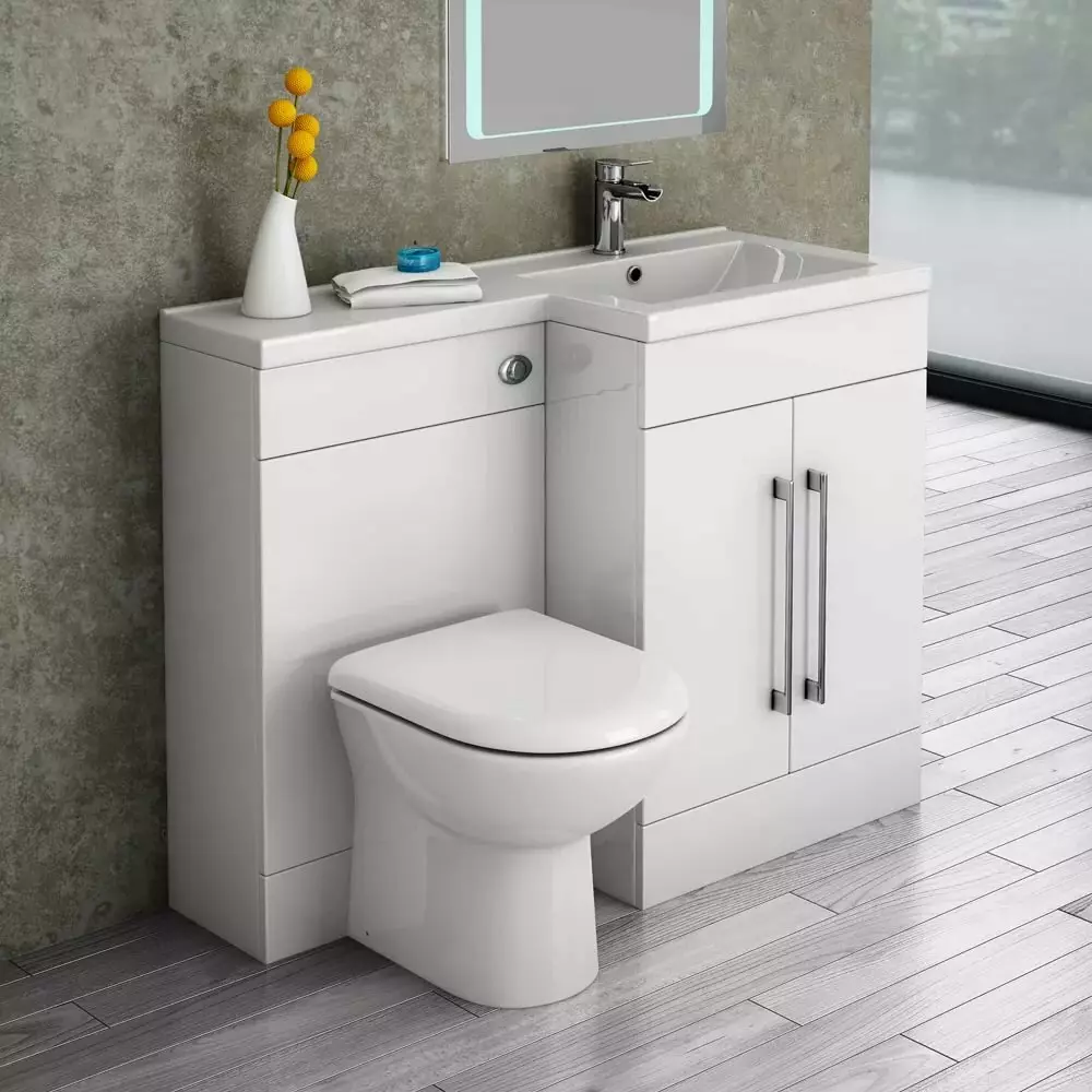 Cuncas de baño nun tanque: o deseño do cunca combinado cun lavabo. Set 2 en 1 con pía integrado e tumb, outros modelos de combos 10526_48