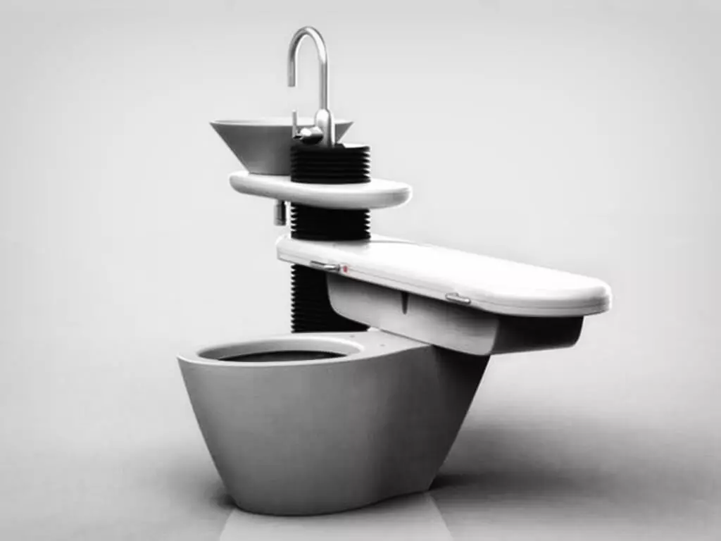 Tazones de baño en un tanque: el diseño de la taza de inodoro combinada con un lavabo. Set 2 en 1 con fregadero incorporado y tumb, otros modelos de combos. 10526_49