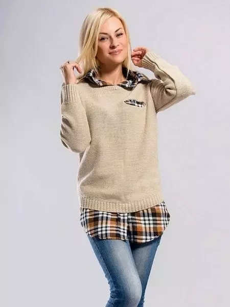 Женски џемпери (192 фотографии): модни џемпери 2021, бело, црно, долго, со грло, кашмир, топло, плетени, со плетенки 1052_44