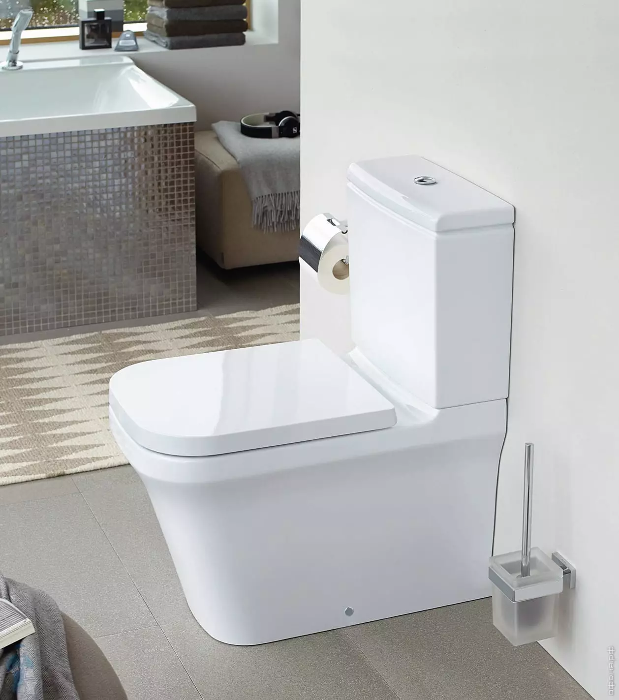 Bearless gulv toalett: Hvilke modeller uten kant er bedre? Å velge en toalettskål med en tank og uten det, fra porselen eller faience. Vurdering 10533_13