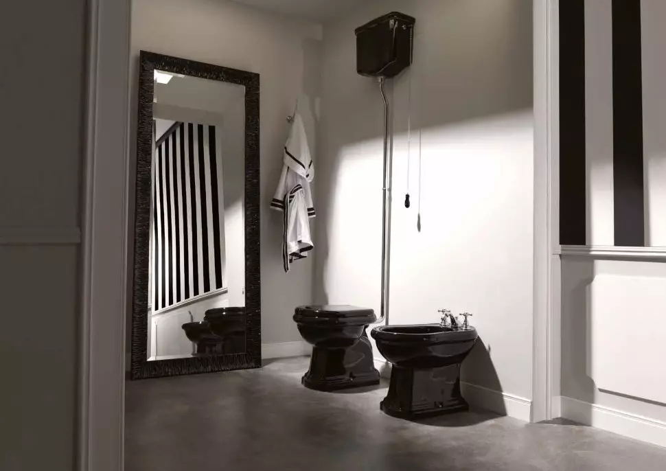 Høy Bach Toaletter: Design og Typer Toalett Skåler med et anheng Topp Tips på et rør på toalettet