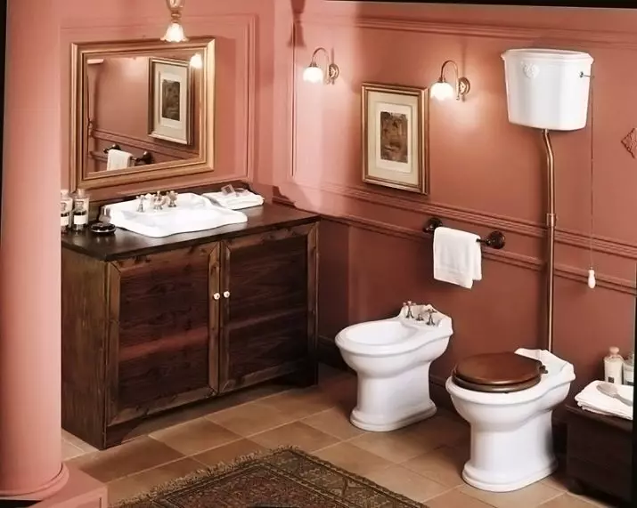 Tualete të larta bach: dizajn dhe lloje të lojë me birila të tualetit me një tip të lartë në një tub në tualet 10535_25