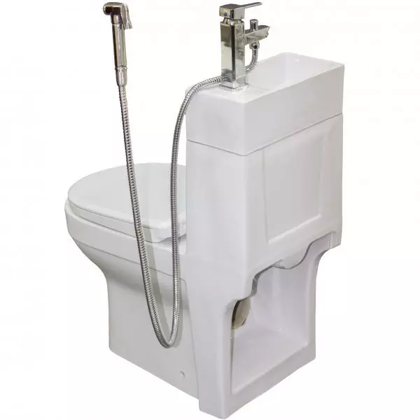 Bir təklif funksiyası olan tualet: quraşdırılmış tualet təklifi, döşəmə tualeti olan birində iki asma tualet, bir qolluq, rəylər 10554_37