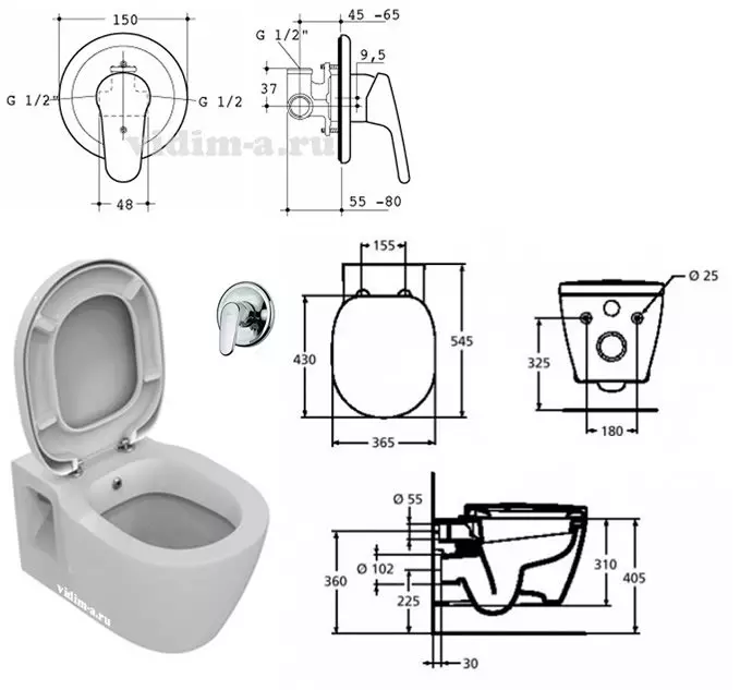 Toalete com uma função de bidé: WC Pendant dois em um com um bidé de banheiro embutido, WC, combinado com uma BACH, Reviews 10554_42