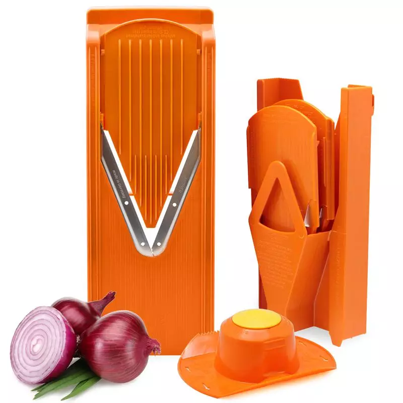 Овошни растителни секачи: електрични модели за зеленчук и овошје, рачни универзални модели за резба. Спирални плодови зеленчук секачи 10593_9
