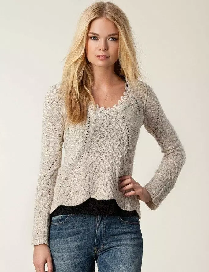 Плетени пуловери 2021 (53 снимки): модели Популярни жените 1061_13