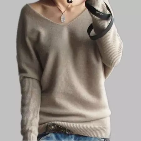 Jumper Cashmere Wanita (66 Foto): Kanthi V-Neck, Jumper kasmir klasik 1065_10