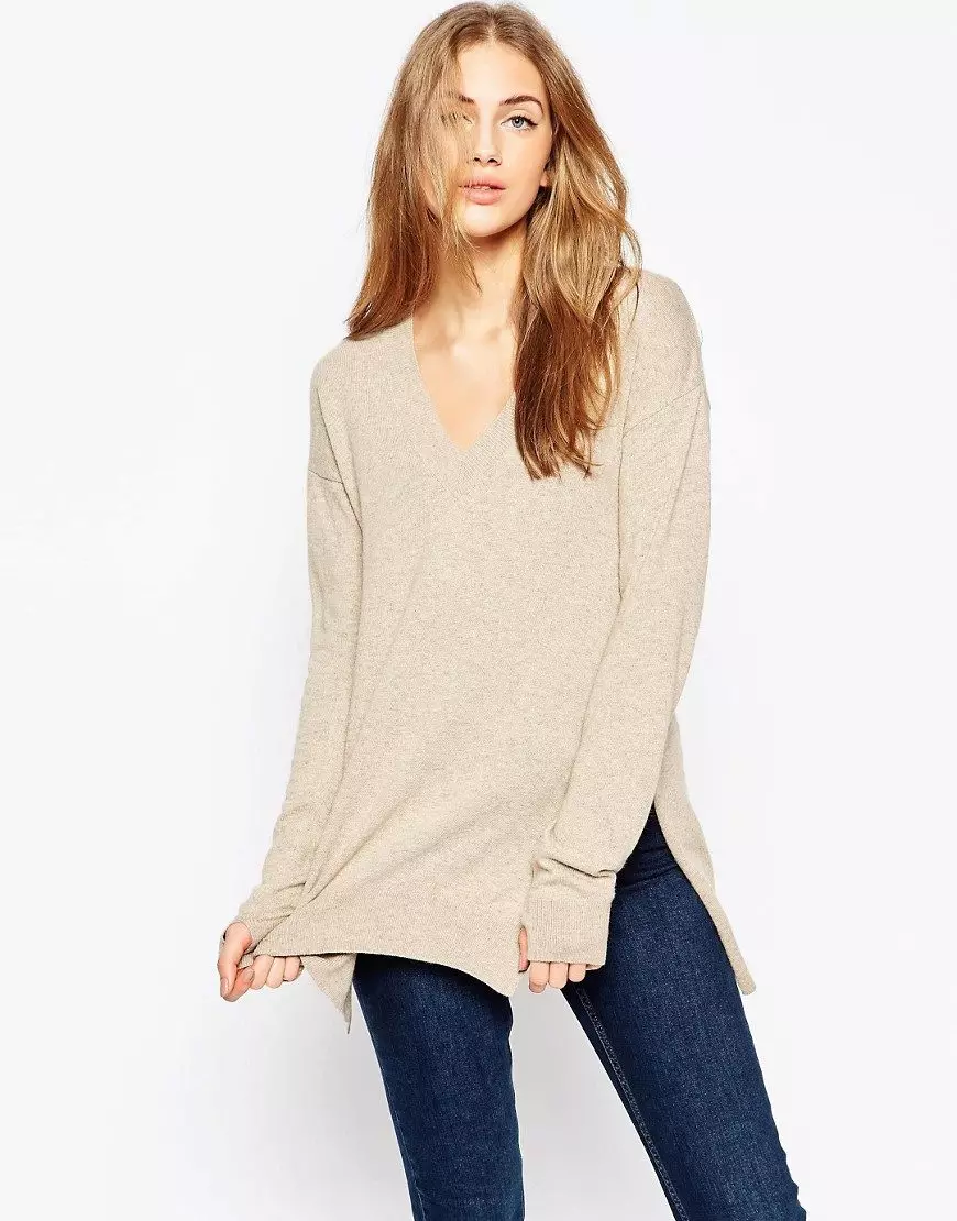 Female Cashmere Jumper (66 Foto): Dengan V-Neck, Klasik Kasmir Jumper 1065_26