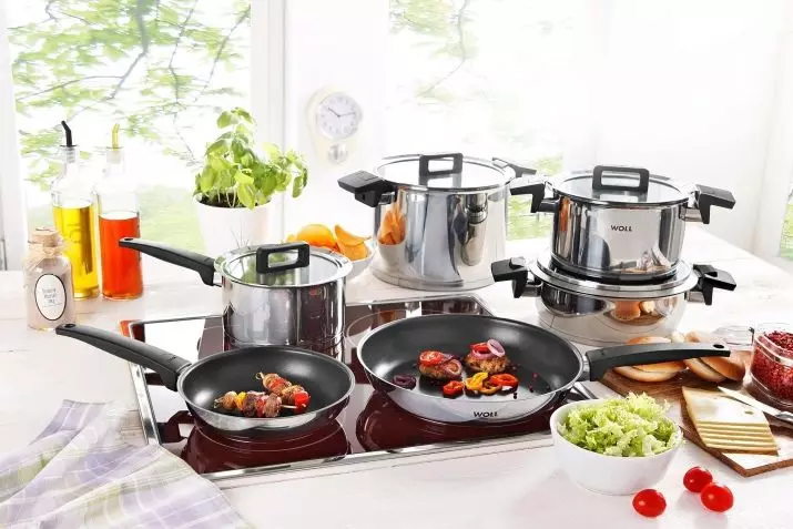 Cookware për pllaka induksion: Çfarë të përshtatshme? Si të zgjidhni një grup për një panel gatim? Shenjat e induksionit. Vlerësim Prodhuesit 10741_34