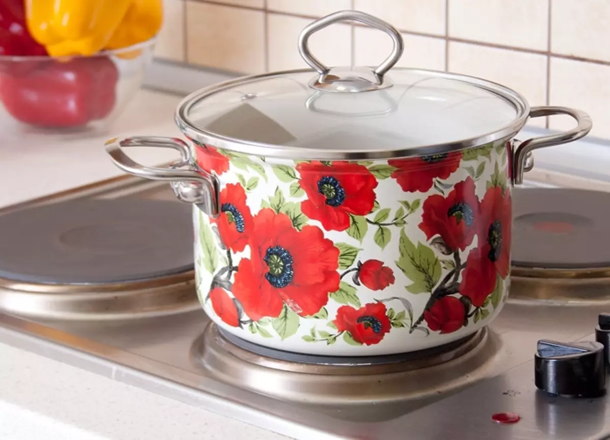 ホーロー鍋（27枚）：ロシアと他のモデルの生産の鍋の説明。それは、オーブンに入れてすることは可能ですか？ステンレス製の皿との比較。 10761_12