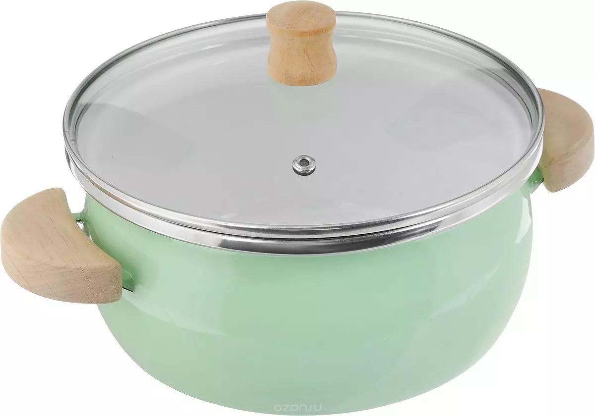 搪瓷平底鍋（27張）：俄羅斯生產的平底鍋的描述和其他型號。是否有可能將它們放入烤箱中？與不銹鋼碟比較。 10761_16