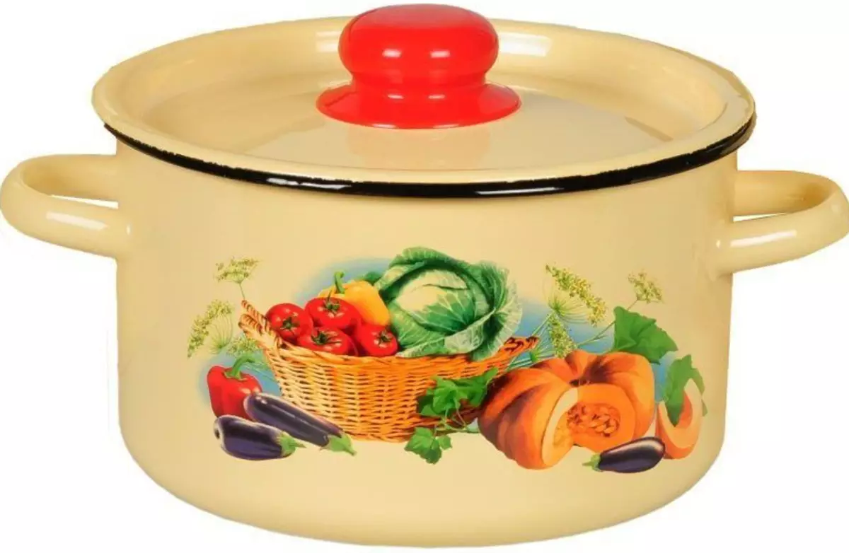 ホーロー鍋（27枚）：ロシアと他のモデルの生産の鍋の説明。それは、オーブンに入れてすることは可能ですか？ステンレス製の皿との比較。 10761_3