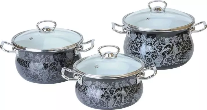 搪瓷平底鍋（27張）：俄羅斯生產的平底鍋的描述和其他型號。是否有可能將它們放入烤箱中？與不銹鋼碟比較。 10761_8