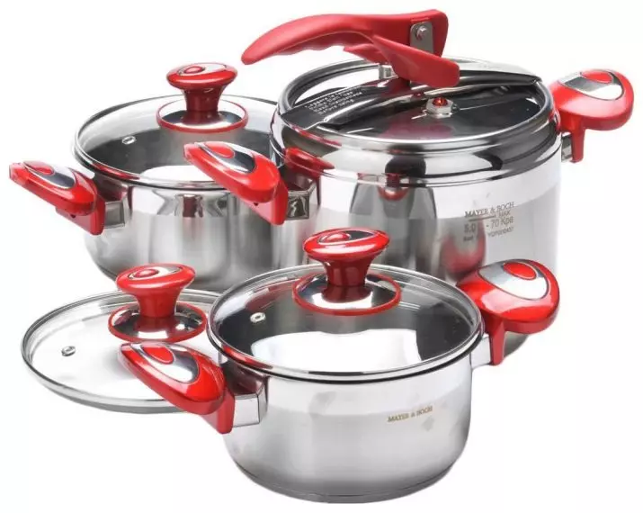 PANER & BOCH PANS: Katrangan saka set steel stainless steel lan sausepans liyane kanthi tutup lan tanpa, review 10766_5