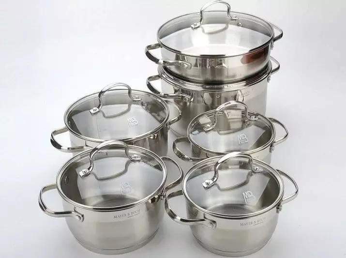 PANER & BOCH PANS: Katrangan saka set steel stainless steel lan sausepans liyane kanthi tutup lan tanpa, review 10766_8