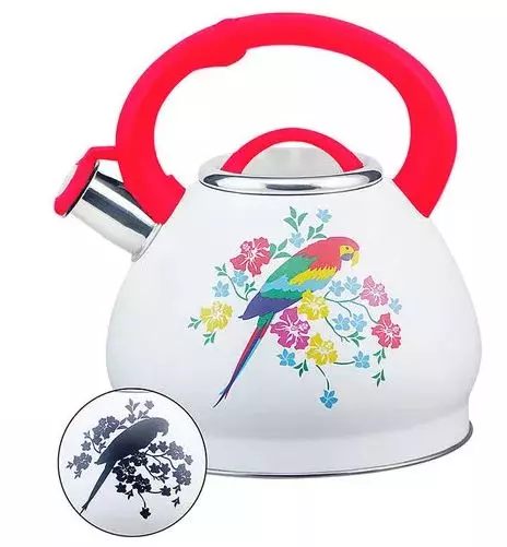Kettle with a whistle (39 photos): enameled metal and other models for gas and other plates. Rating of the best German, Russian and other manufacturers 10767_29