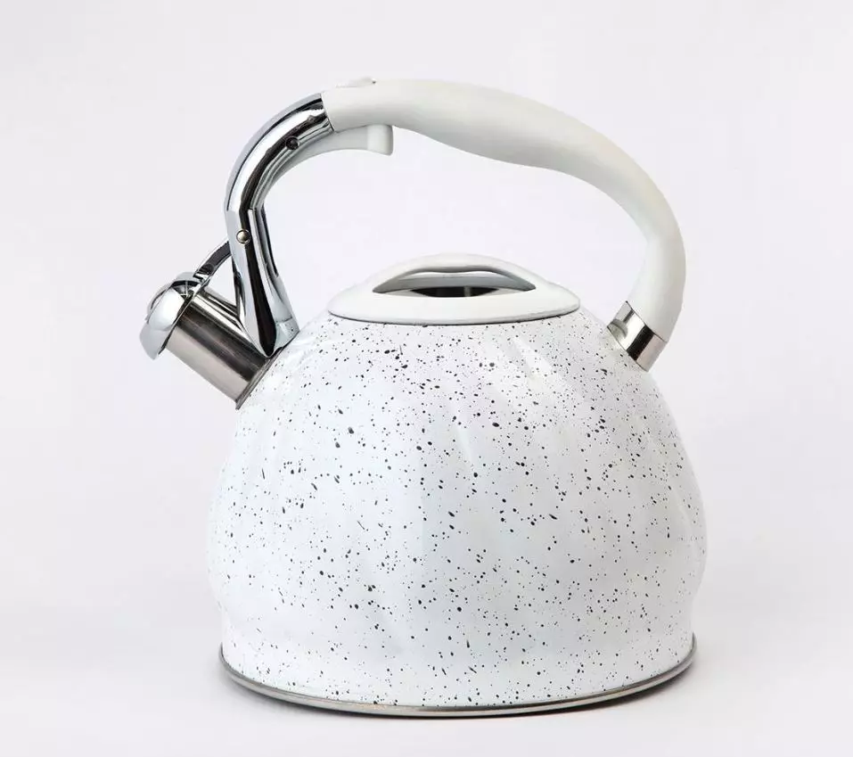 Kettle with a whistle (39 photos): enameled metal and other models for gas and other plates. Rating of the best German, Russian and other manufacturers 10767_4