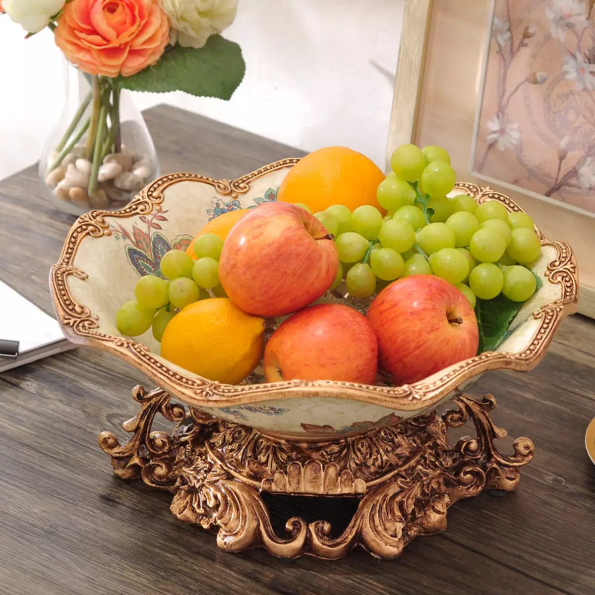 Fructica: 3-tier shelf and metal vases for fruits, crystal tableware on the leg and other options 10777_4