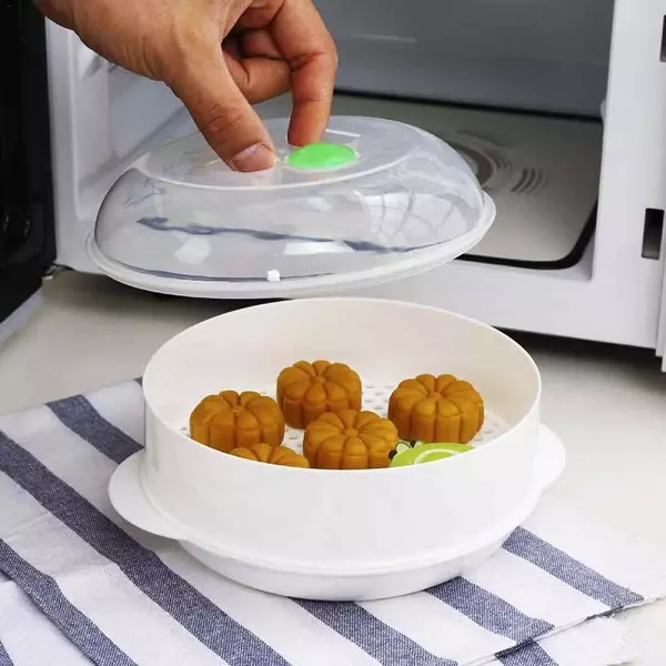 Pemain untuk microwave: Cara Menggunakan Steamers untuk Microwave? Bagaimana cara memilih model plastik dan lainnya untuk tungku microwave? 10845_3