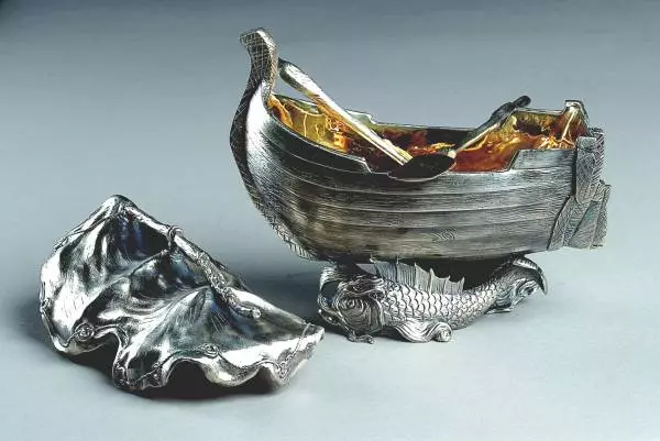 Ichornan (41 slike): Silverware, ukrašena finft, kristalno modeli sa kašikom i poklopac, ribar i 