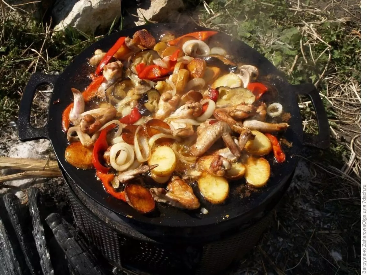 Saddyling Frying Pano (25 fotoj): Rolantaro Fera Azerbaijani Frying Pano, Elektra hejtado Kebabs kaj aliaj tipoj 10915_10