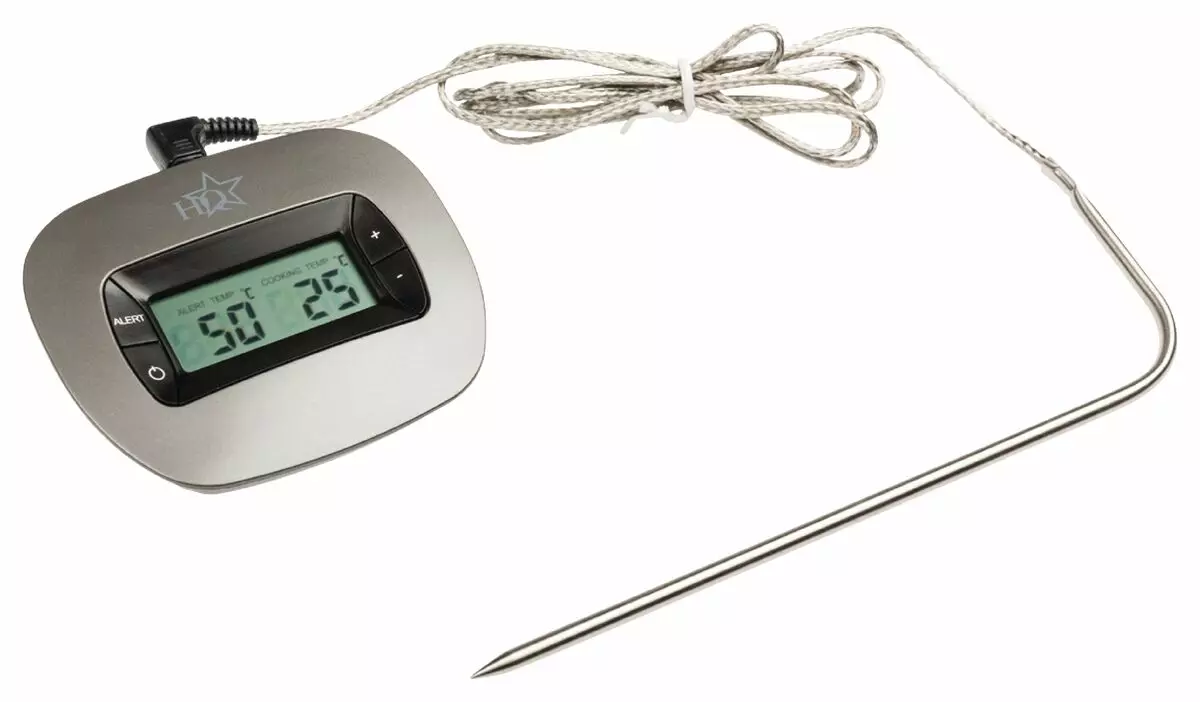 Thermometers met een dipstick: wat is een digitale keukenthermometer met een externe sonde? Elektronische en mechanische variëteiten voor het meten van de temperatuur van hete gerechten 10953_3