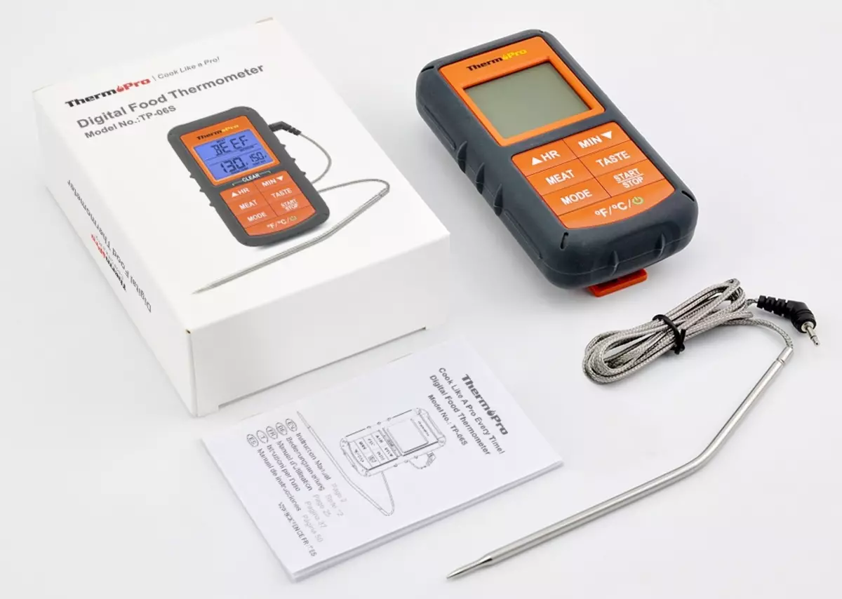 Kjøtt termometre: Slik bruker du trådløse enheter og med en ekstern nål? Hvordan bestemme beredskapstemperaturen på bordet? 10974_16