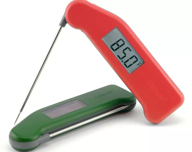 Kjøtt termometre: Slik bruker du trådløse enheter og med en ekstern nål? Hvordan bestemme beredskapstemperaturen på bordet? 10974_20