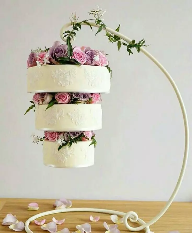 کیک پایه: اذعان می شود با صفحات درب و چند لایه، یک ظرف برای یک کیک عروسی و گونه های دیگر ایستاده است 10983_9