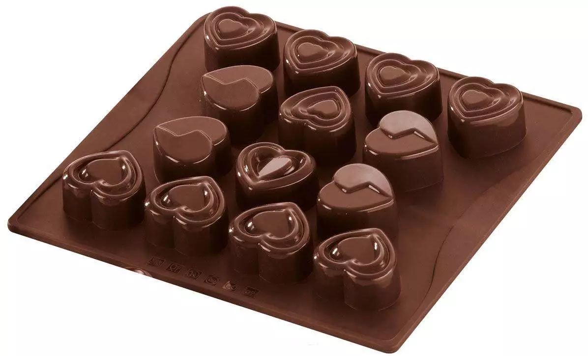 चॉकलेट के लिए फॉर्म: मोल्डों की पसंद। प्लास्टिक और पॉली कार्बोनेट, सिलिकॉन और अन्य मोल्ड 11002_4