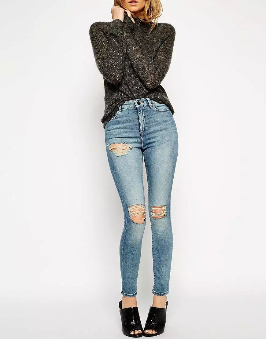 Jeans Skinny (75 ຮູບ): ມັນແມ່ນຫຍັງ, ແບບຂອງແມ່ຍິງ, ມີສິ່ງທີ່ໃສ່ເກີບ, ເກີບ, ສິ່ງທີ່ມີຄວາມແຕກຕ່າງຈາກຜິວຫນັງຈາກກະທັດຮັດ 1100_29
