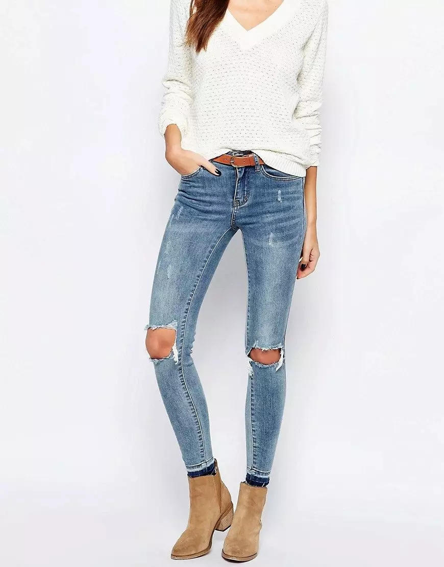 Jeans Skinny (75 ຮູບ): ມັນແມ່ນຫຍັງ, ແບບຂອງແມ່ຍິງ, ມີສິ່ງທີ່ໃສ່ເກີບ, ເກີບ, ສິ່ງທີ່ມີຄວາມແຕກຕ່າງຈາກຜິວຫນັງຈາກກະທັດຮັດ 1100_64