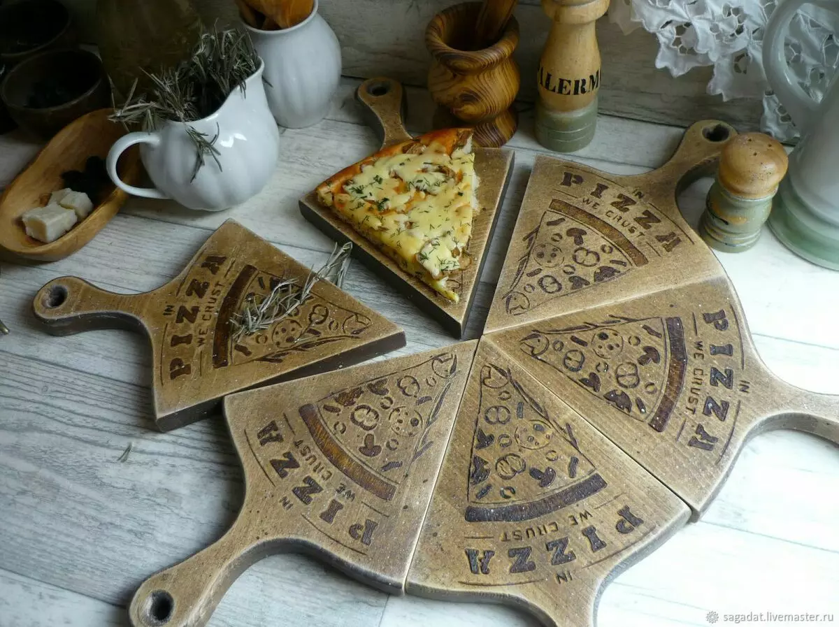 Pizza Chalkboard: Pregled drvenih okruglih ploča veličine 40 cm za hranjenje pizza, bambus i rotiranje s ručkom 11010_3