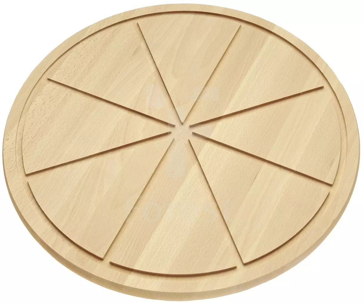 ピザ黒板：木製の丸板の概要のサイズ40 cmピザ、竹、ハンドルで回転 11010_5