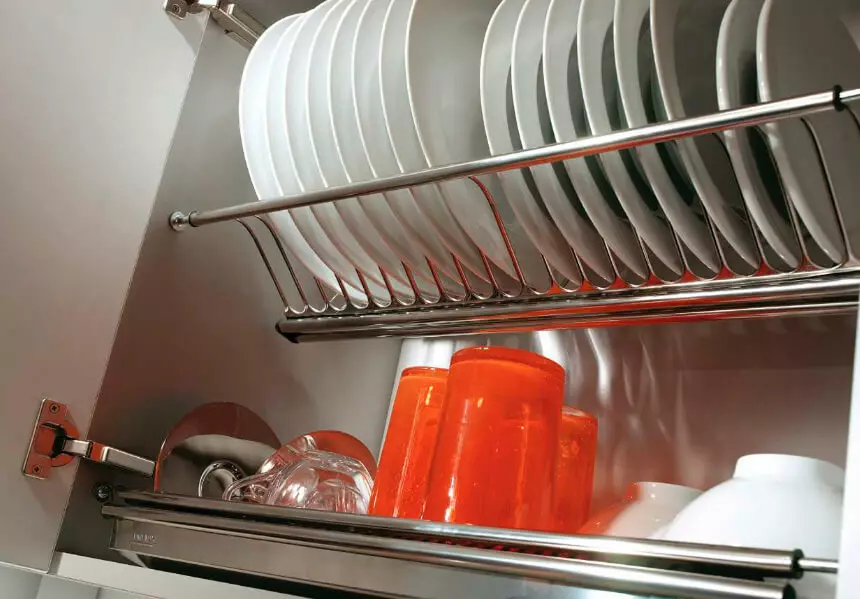 ابعاد خشک کن برای ظروف در کابینه: خشک کن های جاسازی شده با اندازه 40-50 سانتی متر و 60-80 سانتی متر، مدل های دیگر 11056_7